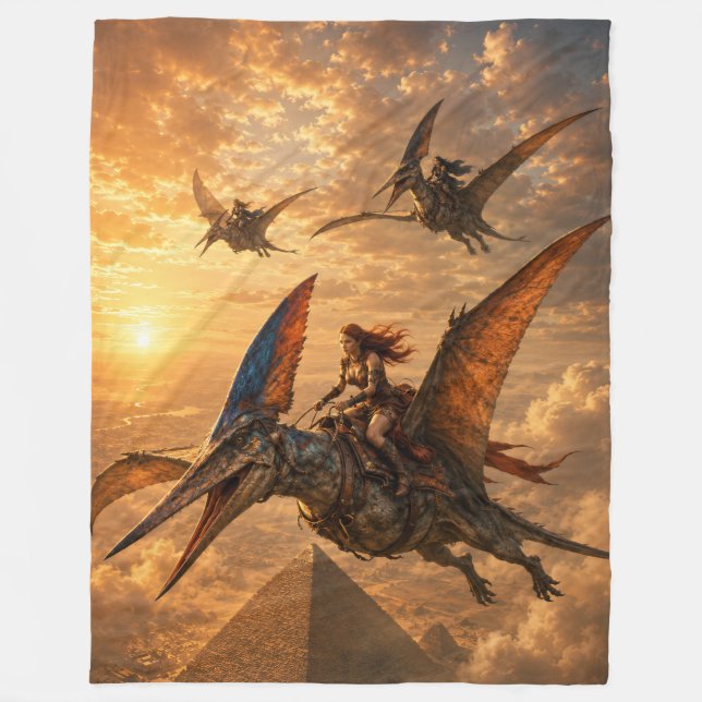 Couverture Polaire Cavaliers du coucher de soleil sur les pyramides (Devant)
