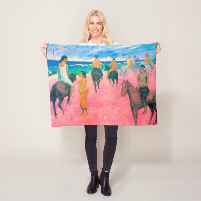 Couverture Polaire Cavaliers sur la Plage, Gauguin (En situation)