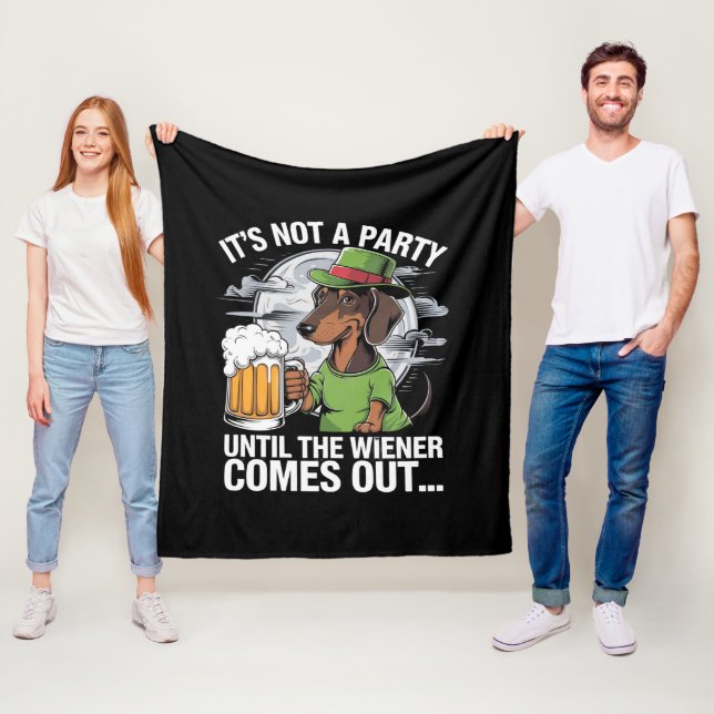 Couverture Polaire Ce n'est pas une fête jusqu'à Dachshund Irish Beer (En situation)
