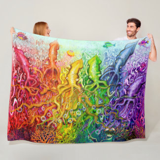 Couverture Polaire Ceinture en polaire de calmar arc-en-ciel