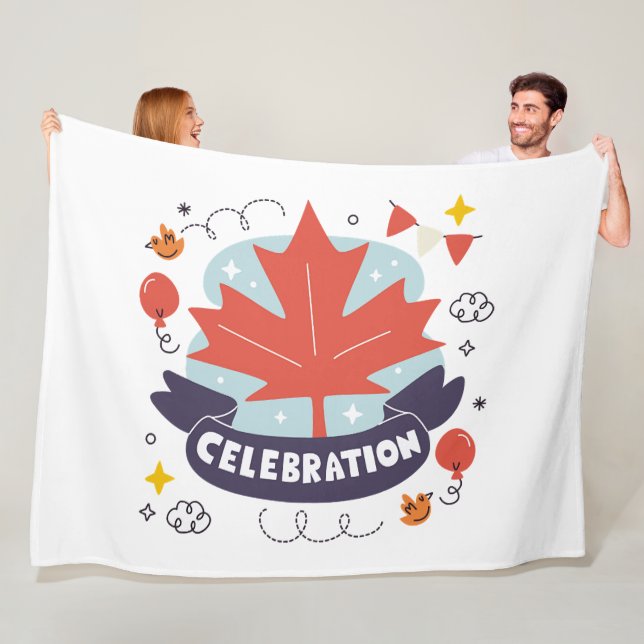 Couverture Polaire Célébration festive de la feuille d'érable (En situation)