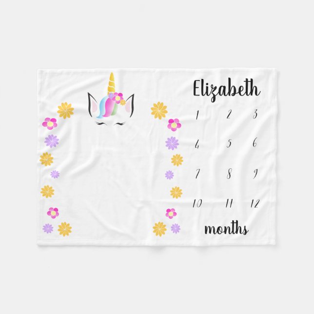 Couverture Polaire Célébration florale d'Unicorn Baby (Devant (Horizontal))