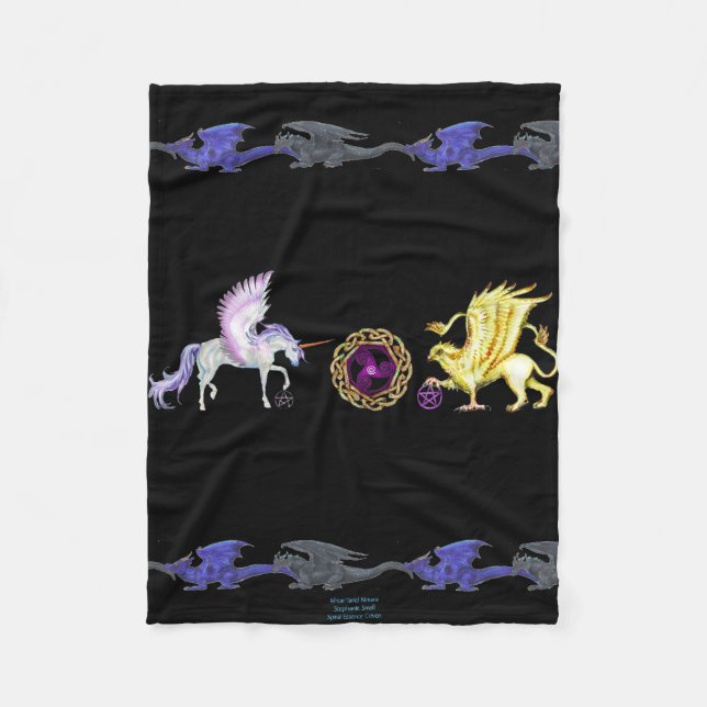 Couverture Polaire Celtic de griffon de licorne d'essence de spirale (Devant)