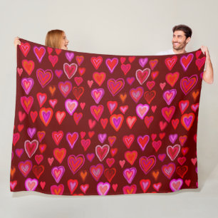 Couverture Polaire Cent coeurs Blanche polaire