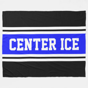 Couverture Polaire CENTRE DE LA GLACE Royal Bleu Noir Blanc Bandes de