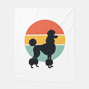 Couverture Polaire Cercle de silhouette de chien rétro coucher de sol