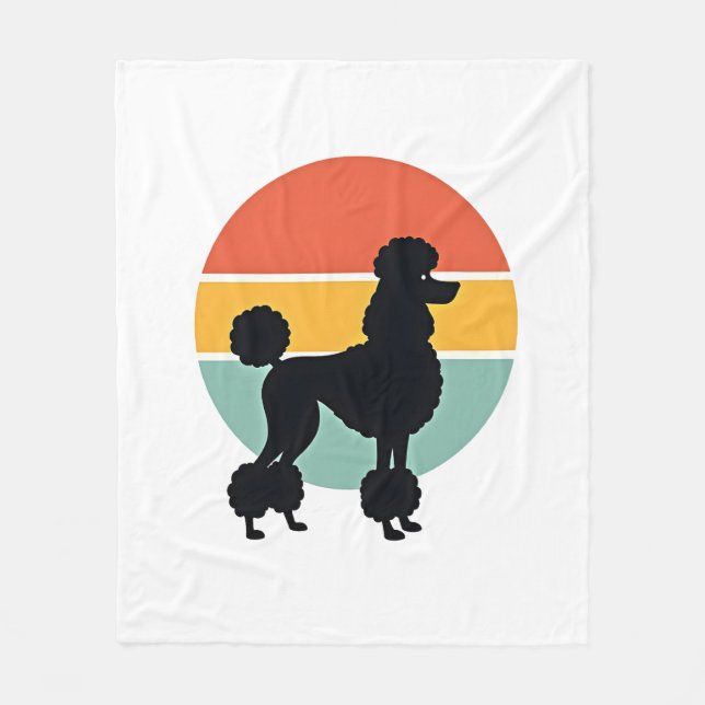 Couverture Polaire Cercle de silhouette de chien rétro coucher de sol (Devant)