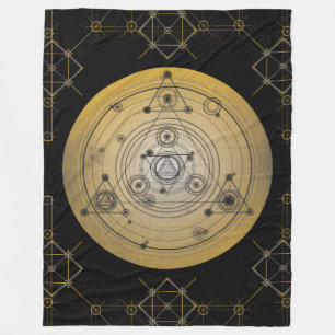 Couverture Polaire Cercle sacré jaune de la géométrie avec le moti
