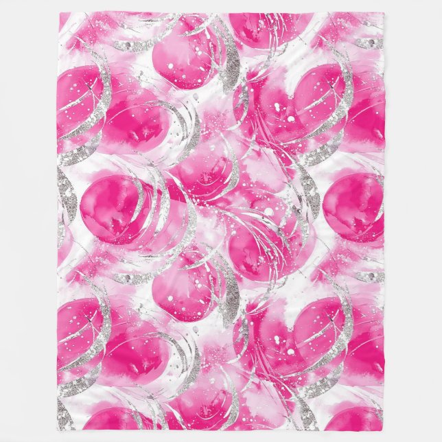 Couverture Polaire Cercles Abstraits en verre d'argent rose (Devant)