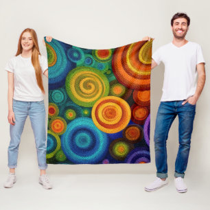 Couverture Polaire Cercles concentriques abstraits en multicolore vib