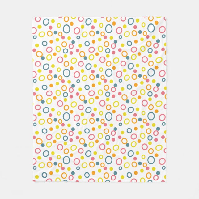 Couverture Polaire Cercles orange jaune turquoise Points (Devant)