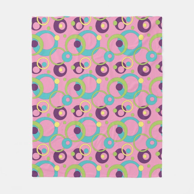 Couverture polaire Cercles roses funky (Devant)