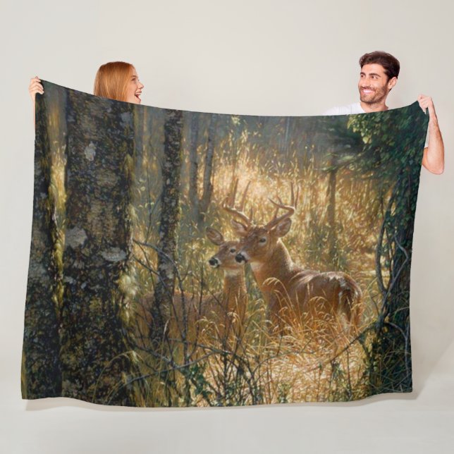 Couverture Polaire Cerf Buck N Doe Dans Les Hautes Herbes (En situation)