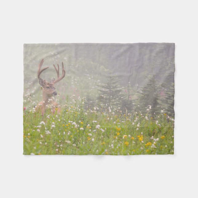 Couverture Polaire Cerf Buck | Parc national du mont Rainier (Devant (Horizontal))