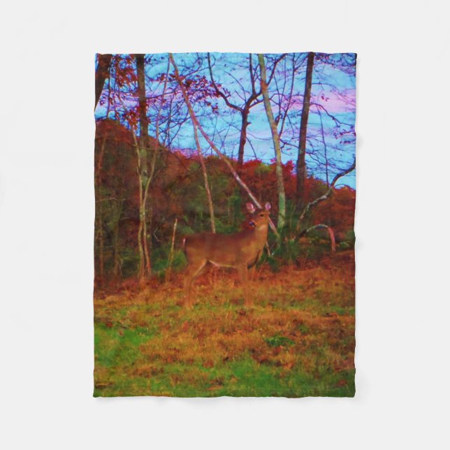 Couverture Polaire Cerf dans les arbres (Devant)