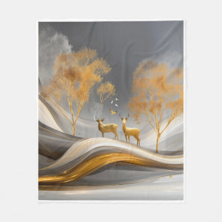 Couverture Polaire ✨Cerf doré élégant - Art de luxe inspiré de la nat