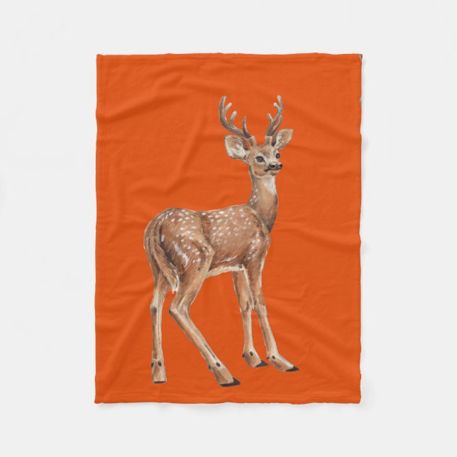 Couverture Polaire Cerf en rouge (Devant)