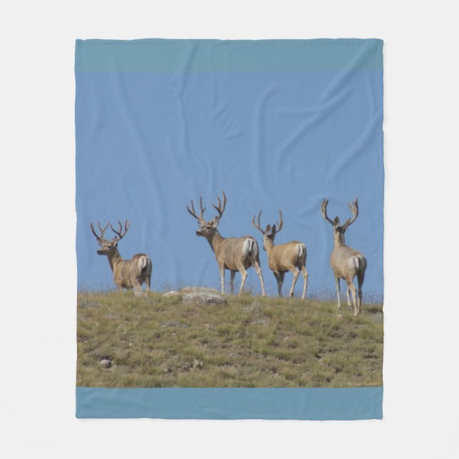 Couverture Polaire Cerfs Mulets D9 en Velours sur Fond Ciel (Devant)