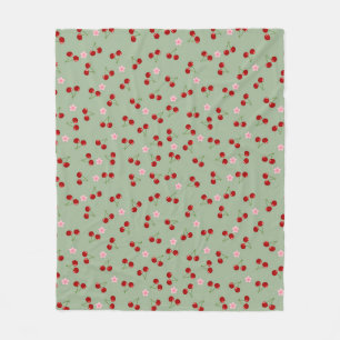 Couverture Polaire Cerises Et Fleurs