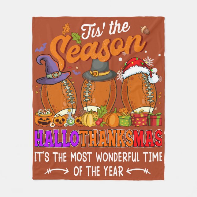 Couverture Polaire 'C'est la saison Automne automne Thanksgiving Foot (Devant)