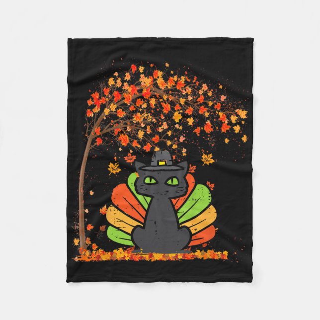 Couverture Polaire C'est l'automne, les amis, feuille de chat d'autom (Devant)