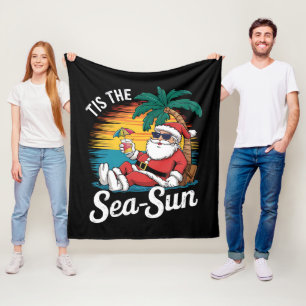 Couverture Polaire C'est le soleil de la mer Santa Beach Noël en juil
