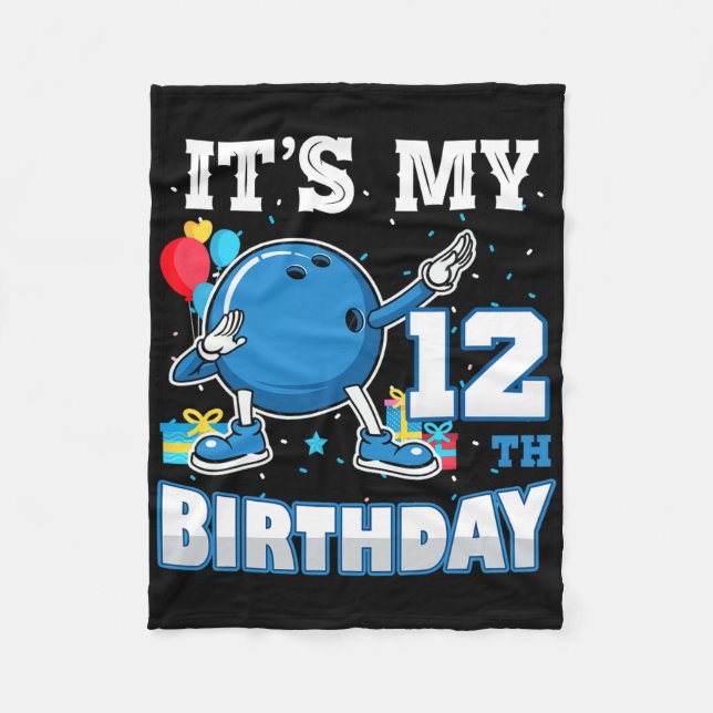 Couverture Polaire C'est mon 12e anniversaire Dabbing Bowling 12 ans (Devant)