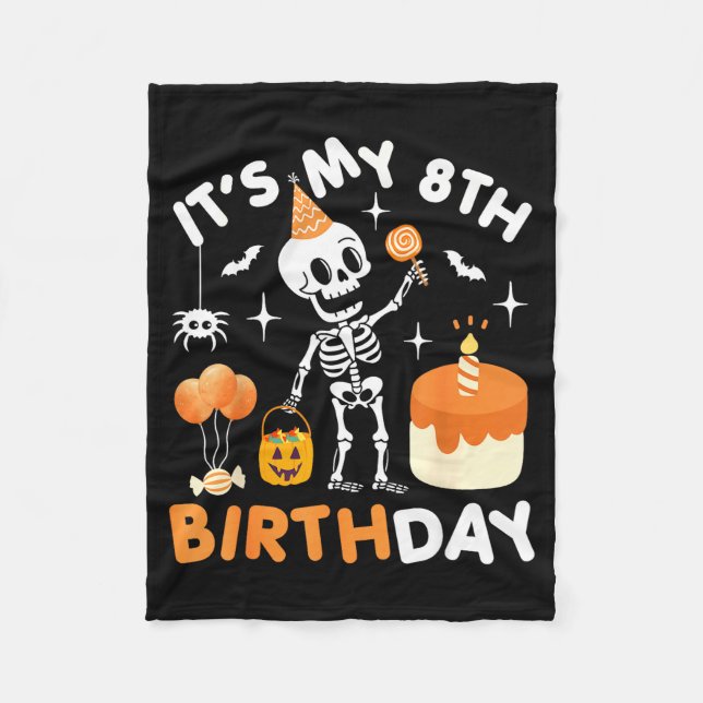 Couverture Polaire C'est mon 8ème anniversaire - squelette drôle d'Ha (Devant)