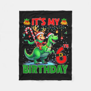 Couverture Polaire C'est mon anniversaire de 6 ans Xmas Renne Dinosau