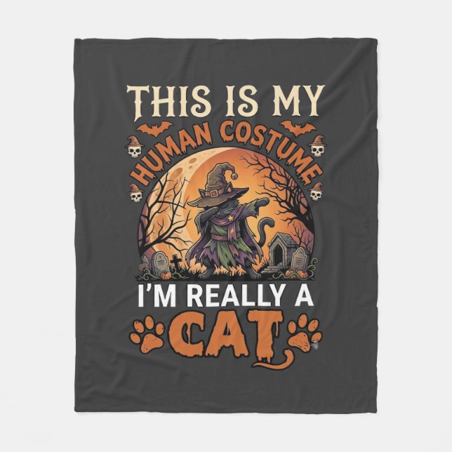 Couverture Polaire C'est Mon Costume D'humain Réellement Chat Hallowe (Devant)