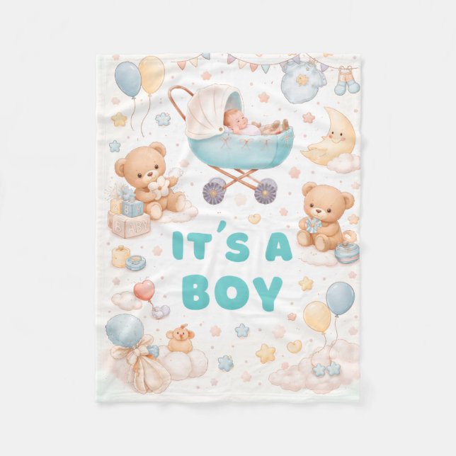 Couverture Polaire C'est une annonce de naissance de bébé garçon (Devant)