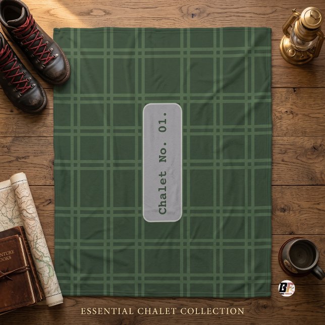 Couverture Polaire Chalet à carreaux vert rustique (Créateur téléchargé)