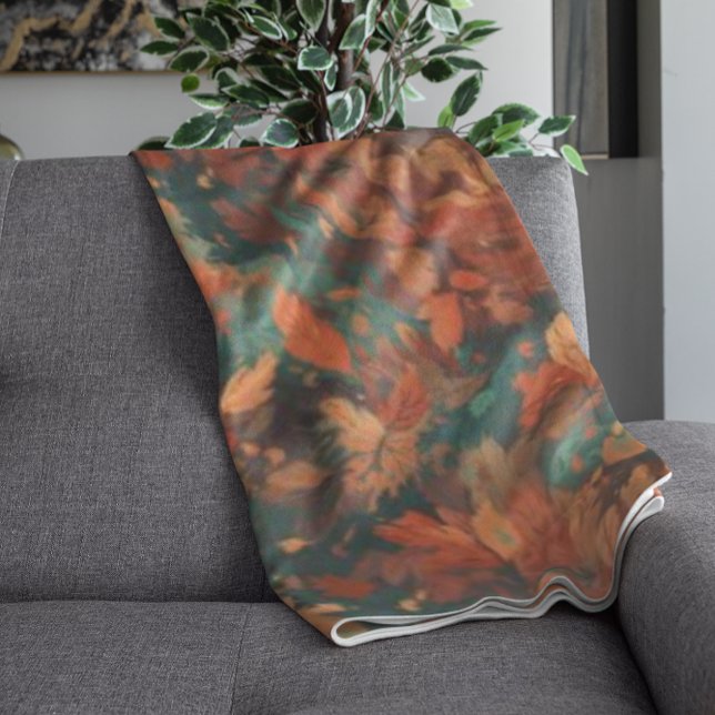 Couverture Polaire Chaleureux Feuilles rustiques d'aquarelle - Boho e (Créateur téléchargé)