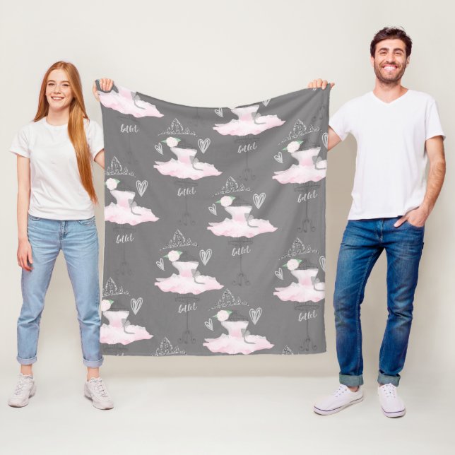Couverture Polaire Chambre de ballerine de couture rose et gris (En situation)