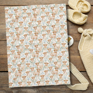 Couverture Polaire Chambre de bébé aux fleurs pastorales avec vache H