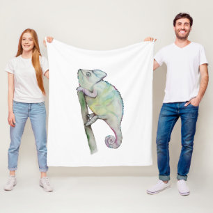 Couverture Polaire Chameleon à aquarelle mignonne