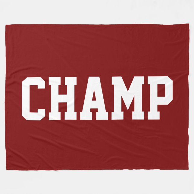 Couverture Polaire CHAMP Athlétique Texte Blanc Sur Rouge Profond Gra (Devant (Horizontal))
