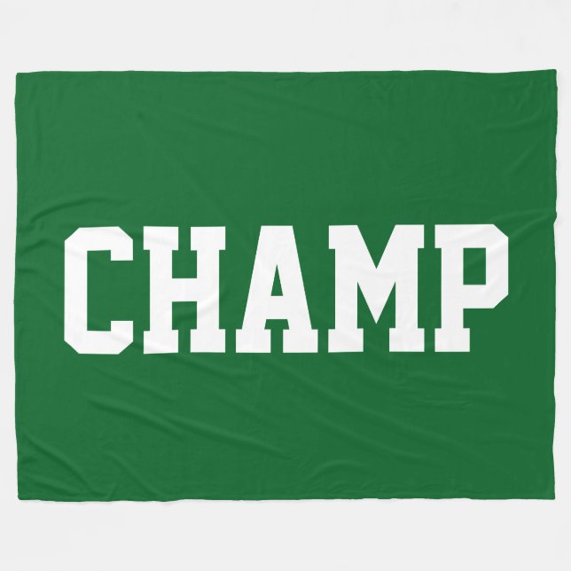 Couverture Polaire CHAMP Athlétique Texte Blanc Sur Vert Forêt Gras (Devant (Horizontal))