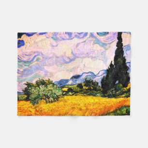 Couverture Polaire Champ de blé Vincent Van Gogh avec Cyprès