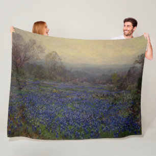 Couverture Polaire Champ de fleurs de bleuets (paysage rural)