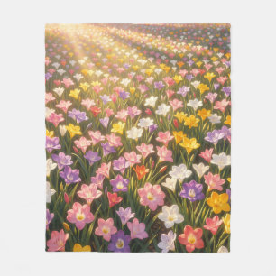 Couverture Polaire Champ de fleurs de lys arc-en-ciel vibrant