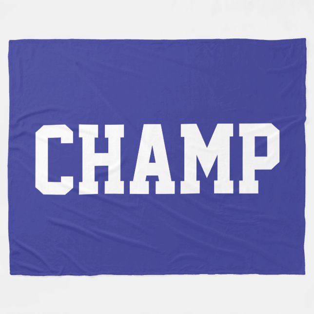 Couverture Polaire CHAMP Fun Athletic Texte Blanc Sur Fond Bleu Profo (Devant (Horizontal))