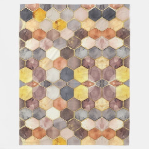 Couverture Polaire Champagne Blush au peigne de miel de Glam Abstrait