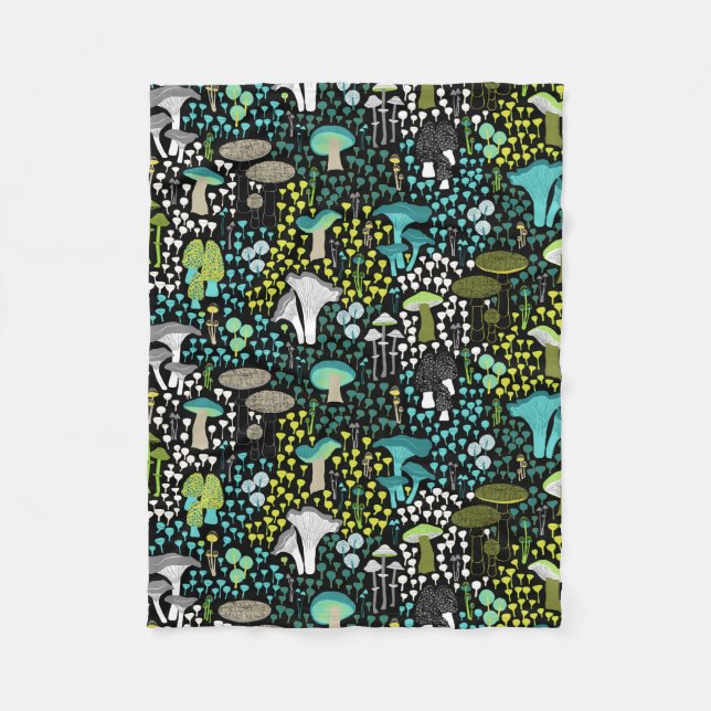 Couverture Polaire Champignon rétro turquoise (Devant)