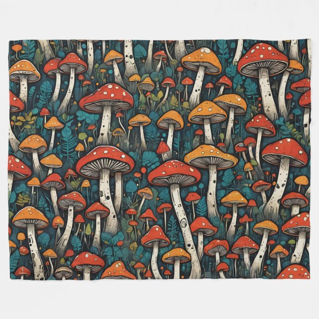 Couverture Polaire Champignons (Devant (Horizontal))