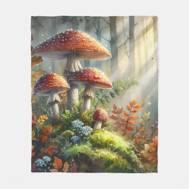 Couverture Polaire Champignons Amanita Magic Forest Paysage Champigno (Devant)