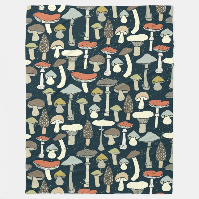 Couverture Polaire Champignons de bois Motif Rustique (Devant)