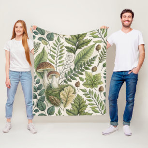 Couverture Polaire Champignons des bois Pinecones Ferns Motif d'autom