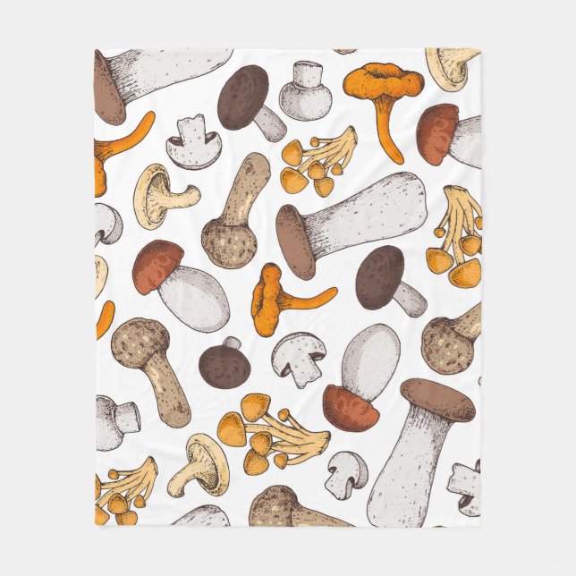 Couverture Polaire Champignons dessinés à la main : arrière - plan al (Devant)