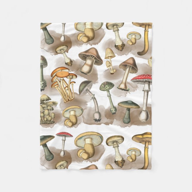 Couverture Polaire Champignons vintages de Forêt Rustique (Devant)